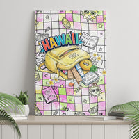 Hawaii Cruising Back To School Canvas Wall Art Grid Pattern With School Bag And Vintage Surf Van