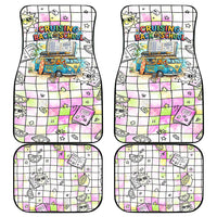 Hawaii Cruising Back To School Car Mats Grid Pattern With School Bag And Vintage Surf Van