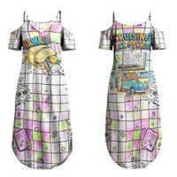 Hawaii Cruising Back To School Family Matching Summer Maxi Dress and Hawaiian Shirt Grid Pattern With School Bag And Vintage Surf Van