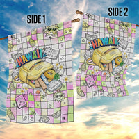 Hawaii Cruising Back To School Garden Flag Grid Pattern With School Bag And Vintage Surf Van