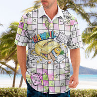 Hawaii Cruising Back To School Hawaiian Shirt Grid Pattern With School Bag And Vintage Surf Van