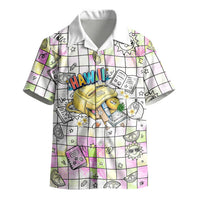 Hawaii Cruising Back To School Kid Hawaiian Shirt Grid Pattern With School Bag And Vintage Surf Van
