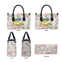 Hawaii Cruising Back To School Leather Bag Grid Pattern With School Bag And Vintage Surf Van