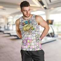 Hawaii Cruising Back To School Men Tank Top Grid Pattern With School Bag And Vintage Surf Van