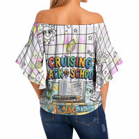 Hawaii Cruising Back To School Off Shoulder Wrap Waist Top Grid Pattern With School Bag And Vintage Surf Van TS04 - Polynesian Pride