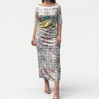 Hawaii Cruising Back To School Puletasi Grid Pattern With School Bag And Vintage Surf Van