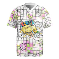 Hawaii Cruising Back To School Rugby Jersey Grid Pattern With School Bag And Vintage Surf Van
