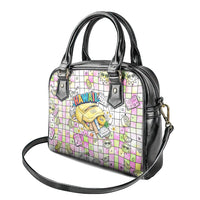 Hawaii Cruising Back To School Shoulder Handbag Grid Pattern With School Bag And Vintage Surf Van