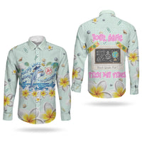 Personalized Hawaii Back To School Dolphin Couples Matching Summer Maxi Dress and Long Sleeve Button Shirt Grid Notebook Background With Dolphin Mascot And Plumeria Flowers TS04 - Polynesian Pride