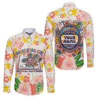 Personalized Hawaii School Club Back To Class Family Matching Long Sleeve Bodycon Dress and Hawaiian Shirt Retro Tropical Hibiscus Pattern With Open Notebook TS04 Dad's Shirt - Long Sleeve White Orange - Polynesian Pride