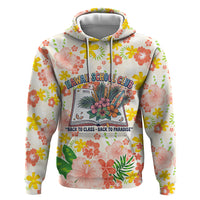 Personalized Hawaii School Club Back To Class Zip Hoodie Retro Tropical Hibiscus Pattern With Open Notebook TS04 Pullover Hoodie White Orange - Polynesian Pride