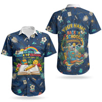 Personalized Hawaii Back To School Aloha Learning Couples Matching Mermaid Dress and Hawaiian Shirt Retro Rainbow open Notebook with Pineapple and Hibiscus Flowers TS04 - Polynesian Pride