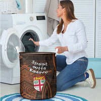 Straight Outta Kadavu Fiji Laundry Basket Tribal Polynesian Tattoo Coat Of Arms Flag