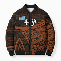 Straight Outta Kadavu Fiji Bomber Puffer Jacket Tribal Polynesian Tattoo Coat Of Arms Flag