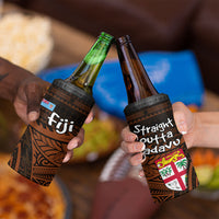 Straight Outta Kadavu Fiji 4 in 1 Can Cooler Tumbler Tribal Polynesian Tattoo Coat Of Arms Flag