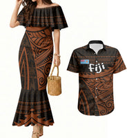 Straight Outta Kadavu Fiji Couples Matching Mermaid Dress and Hawaiian Shirt Tribal Polynesian Tattoo Coat Of Arms Flag