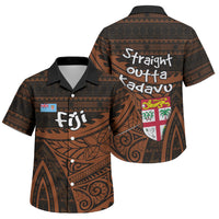 Straight Outta Kadavu Fiji Family Matching Off Shoulder Maxi Dress and Hawaiian Shirt Tribal Polynesian Tattoo Coat Of Arms Flag