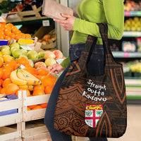 Straight Outta Kadavu Fiji Grocery Bag Tribal Polynesian Tattoo Coat Of Arms Flag