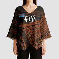 Straight Outta Kadavu Fiji Kimono Sleeve Blouse Tribal Polynesian Tattoo Coat Of Arms Flag
