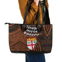 Straight Outta Kadavu Fiji Leather Tote Bag Tribal Polynesian Tattoo Coat Of Arms Flag