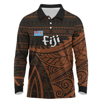 Straight Outta Kadavu Fiji Long Sleeve Polo Shirt Tribal Polynesian Tattoo Coat Of Arms Flag