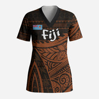 Straight Outta Kadavu Fiji Scrub Top Tribal Polynesian Tattoo Coat Of Arms Flag