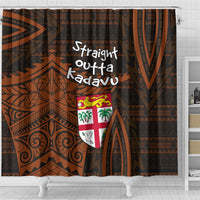 Straight Outta Kadavu Fiji Shower Curtain Tribal Polynesian Tattoo Coat Of Arms Flag