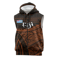 Straight Outta Kadavu Fiji Sleeveless Zip Hoodie Tribal Polynesian Tattoo Coat Of Arms Flag