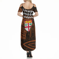 Straight Outta Kadavu Fiji Summer Maxi Dress Tribal Polynesian Tattoo Coat Of Arms Flag