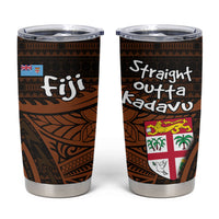 Straight Outta Kadavu Fiji Tumbler Cup Tribal Polynesian Tattoo Coat Of Arms Flag