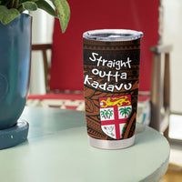 Straight Outta Kadavu Fiji Tumbler Cup Tribal Polynesian Tattoo Coat Of Arms Flag