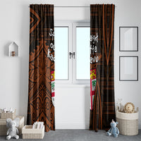 Straight Outta Kadavu Fiji Window Curtain Tribal Polynesian Tattoo Coat Of Arms Flag