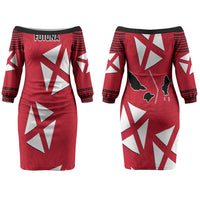 Wallis And Futuna Couples Matching Off The Shoulder Long Sleeve Dress and Long Sleeve Button Shirt Polynesian Tattoo Flag Map