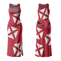 Wallis And Futuna Couples Matching Tank Maxi Dress and Long Sleeve Button Shirt Polynesian Tattoo Flag Map
