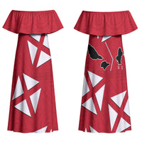 Wallis And Futuna Family Matching Off Shoulder Maxi Dress and Hawaiian Shirt Polynesian Tattoo Flag Map