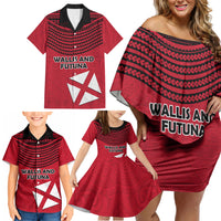 Wallis And Futuna Family Matching Off Shoulder Short Dress and Hawaiian Shirt Polynesian Tattoo Flag Map