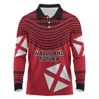 Wallis And Futuna Long Sleeve Polo Shirt Polynesian Tattoo Flag Map