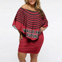 Wallis And Futuna Off Shoulder Short Dress Polynesian Tattoo Flag Map