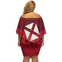 Wallis And Futuna Off Shoulder Short Dress Polynesian Tattoo Flag Map