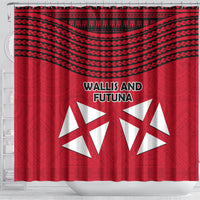 Wallis And Futuna Shower Curtain Polynesian Tattoo Flag Map