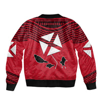 Wallis And Futuna Sleeve Zip Bomber Jacket Polynesian Tattoo Flag Map