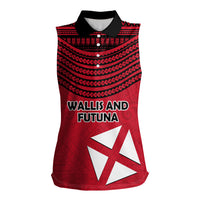 Wallis And Futuna Women Sleeveless Polo Shirt Polynesian Tattoo Flag Map