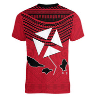 Wallis And Futuna Women V-Neck T-Shirt Polynesian Tattoo Flag Map