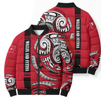 Wallis And Futuna Bomber Puffer Jacket Tribal Polynesian Tattoo Flag Motif