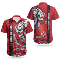Wallis And Futuna Couples Matching Off Shoulder Maxi Dress and Hawaiian Shirt Tribal Polynesian Tattoo Flag Motif