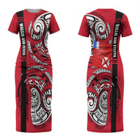 Wallis And Futuna Couples Matching Short Sleeve Bodycon Dress and Hawaiian Shirt Tribal Polynesian Tattoo Flag Motif
