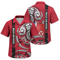 Wallis And Futuna Family Matching Off Shoulder Maxi Dress and Hawaiian Shirt Tribal Polynesian Tattoo Flag Motif