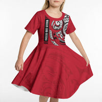 Wallis And Futuna Kid Short Sleeve Dress Tribal Polynesian Tattoo Flag Motif
