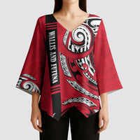 Wallis And Futuna Kimono Sleeve Blouse Tribal Polynesian Tattoo Flag Motif