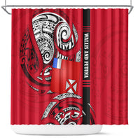 Wallis And Futuna Shower Curtain Tribal Polynesian Tattoo Flag Motif